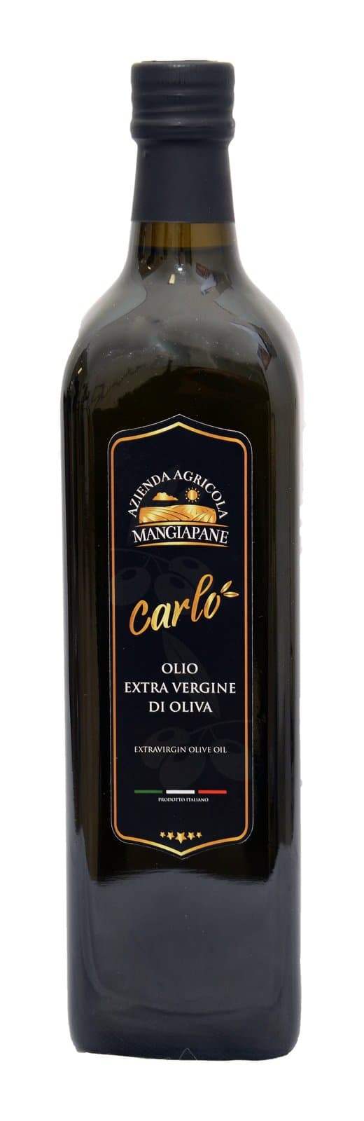 Bottiglia grande di Olio Carlo, olio extravergine di oliva estratto a freddo